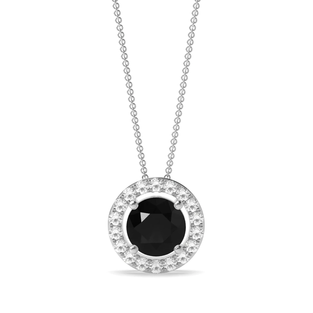 4 Prong Sliding Halo Pendant Necklaces