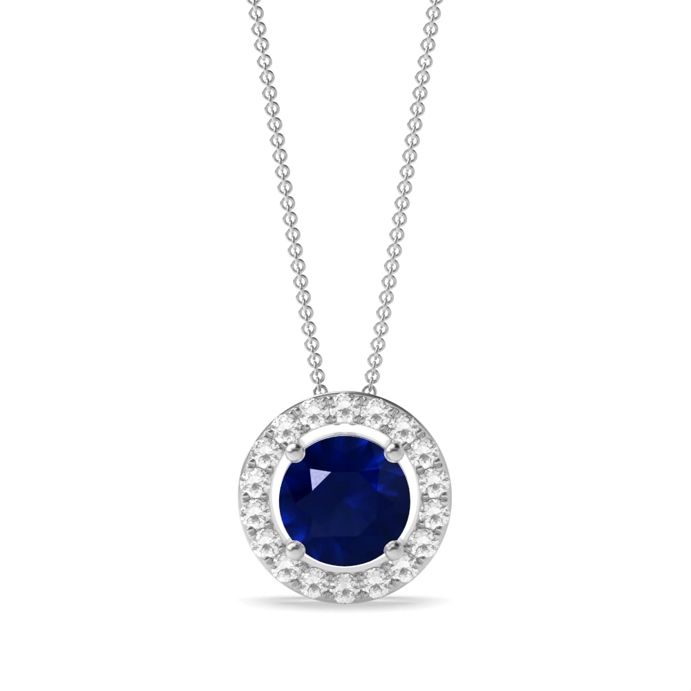 4 Prong Sliding Halo Pendant Necklaces