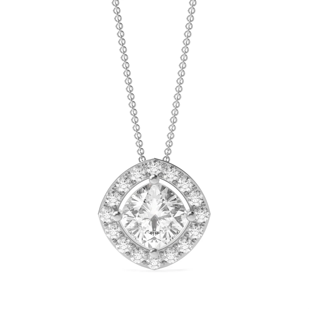 4 Prong Sliding Halo Pendant Necklaces