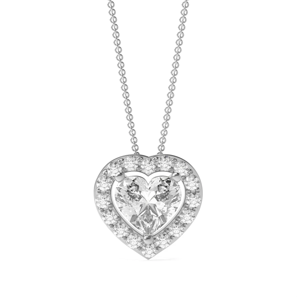 4 Prong Sliding Halo Pendant Necklaces