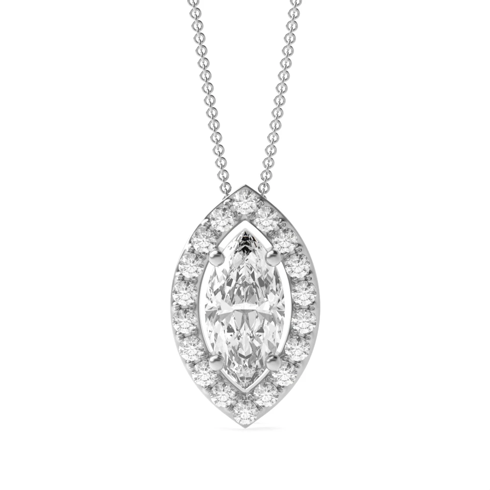 4 Prong Sliding Halo Pendant Necklaces