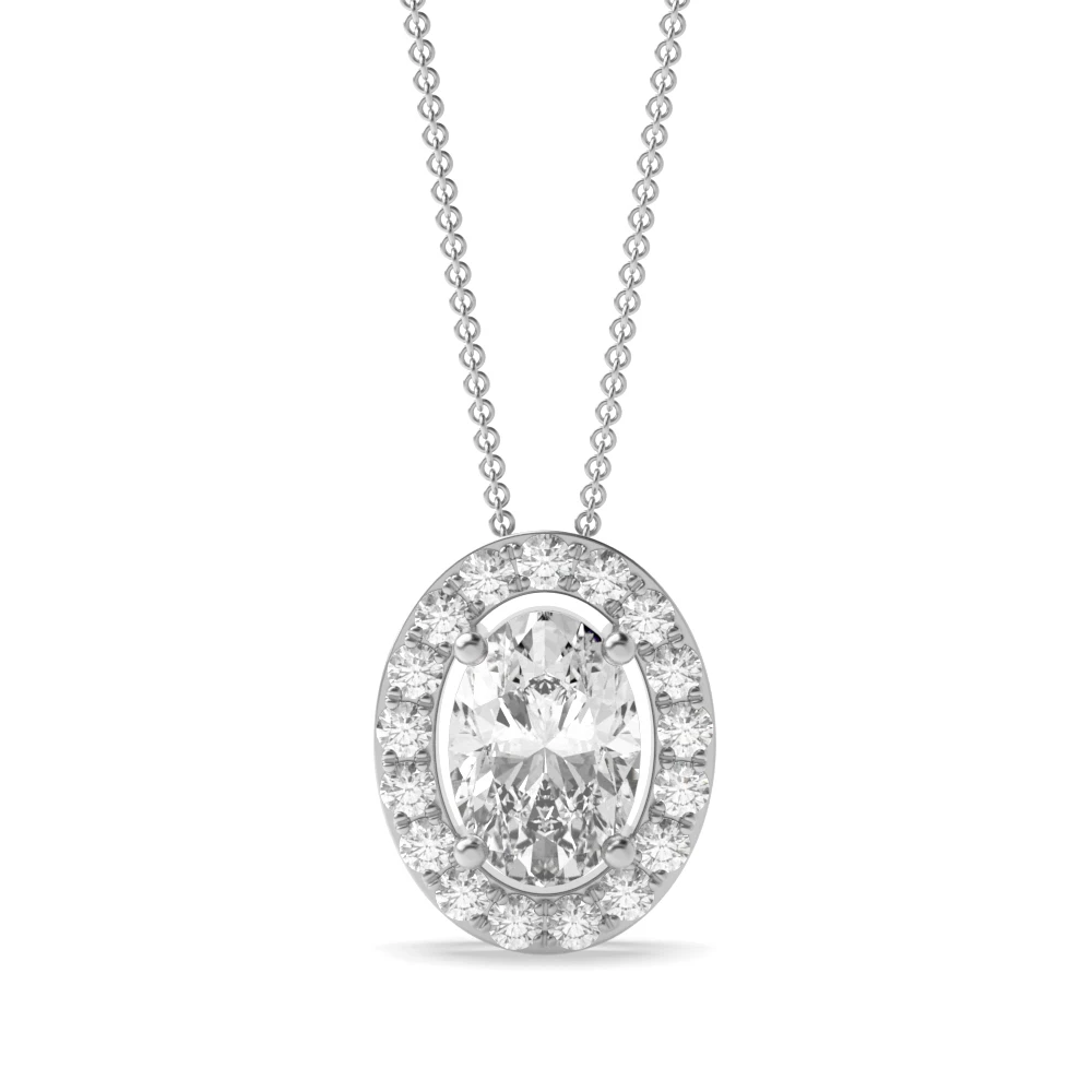 4 Prong Sliding Halo Pendant Necklaces
