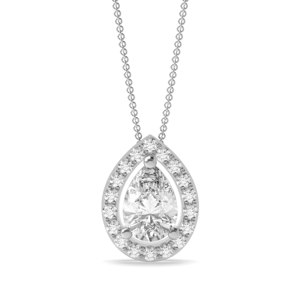4 Prong Sliding Halo Pendant Necklaces