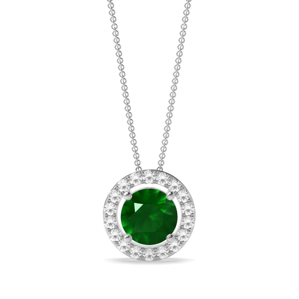 4 Prong Sliding Halo Pendant Necklaces