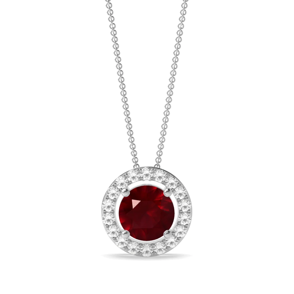 4 Prong Sliding Halo Pendant Necklaces