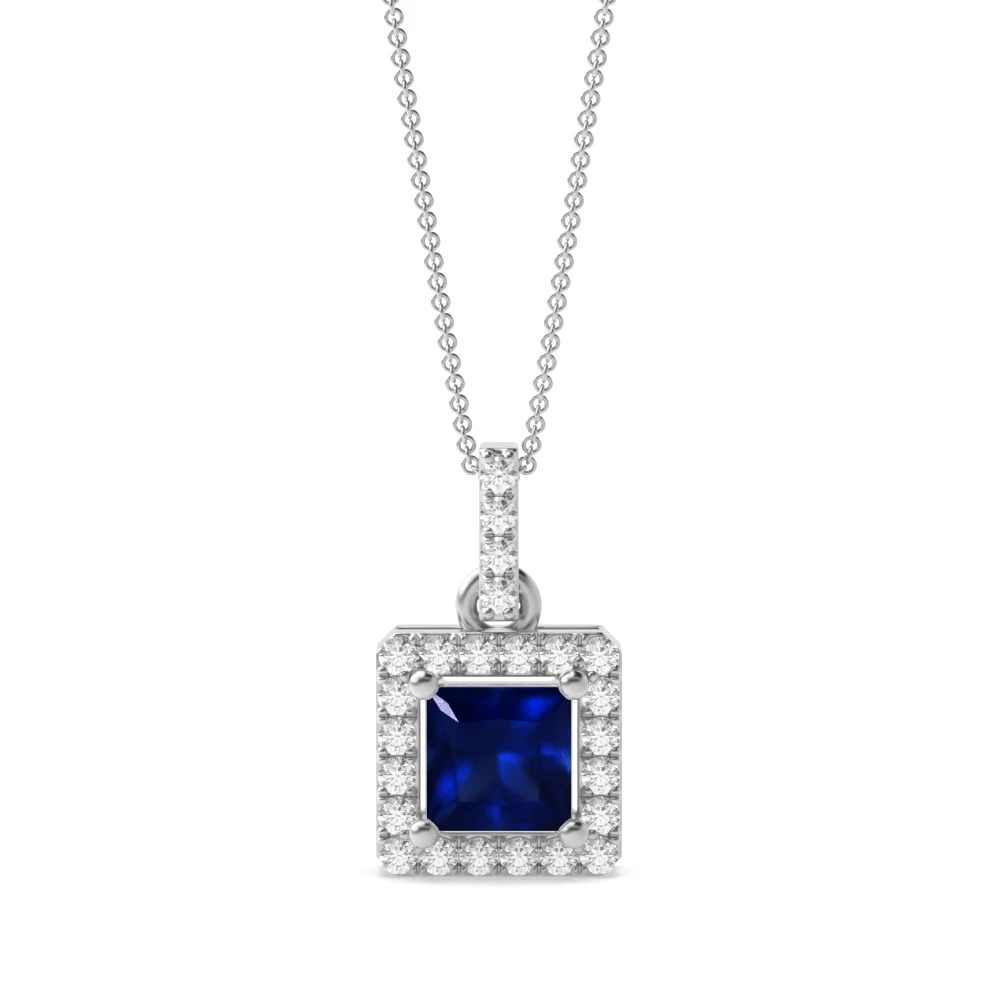 4 Prong Dangling Halo Pendant Necklaces