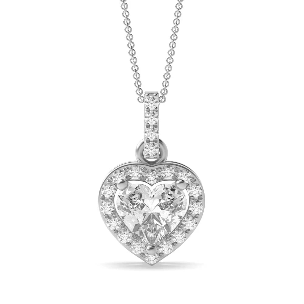 4 Prong Dangling Halo Pendant Necklaces