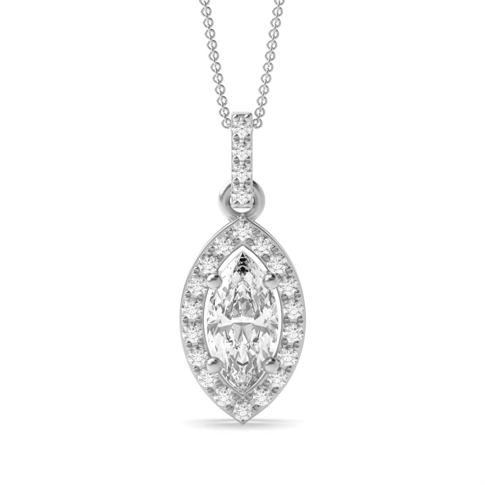 4 Prong Dangling Halo Pendant Necklaces