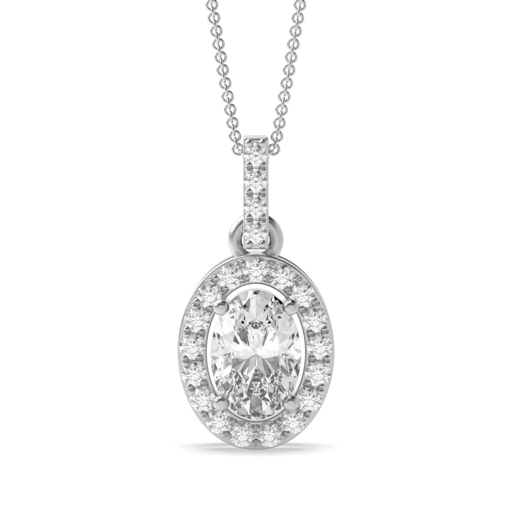 4 Prong Dangling Halo Pendant Necklaces