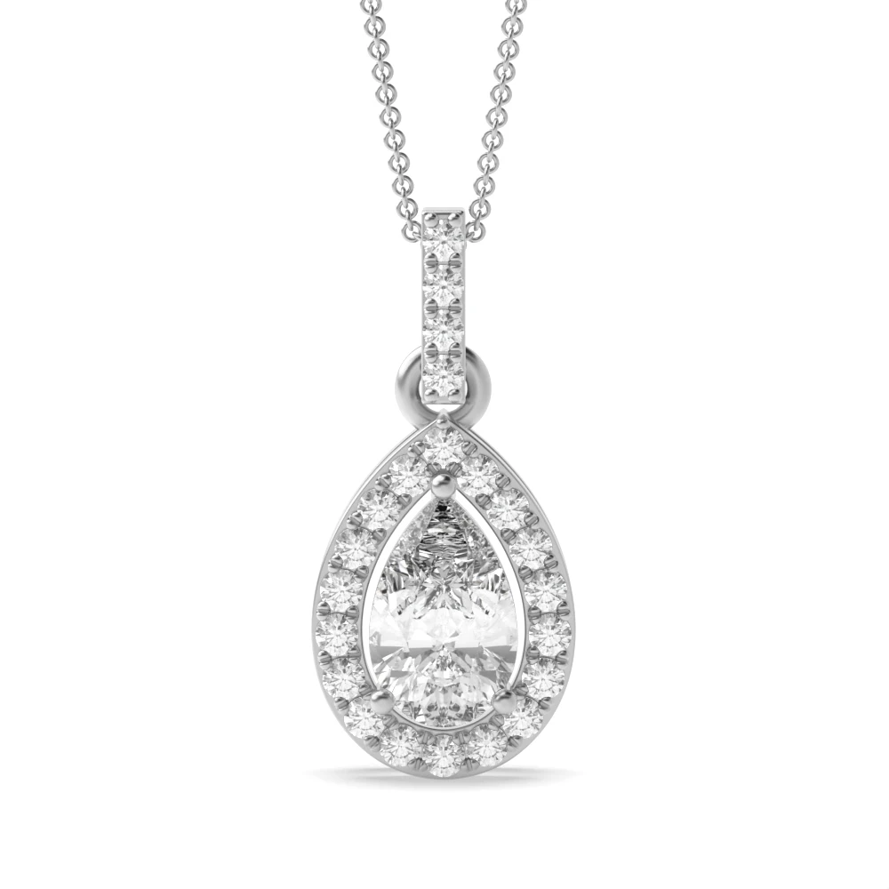 4 Prong Dangling Halo Pendant Necklaces