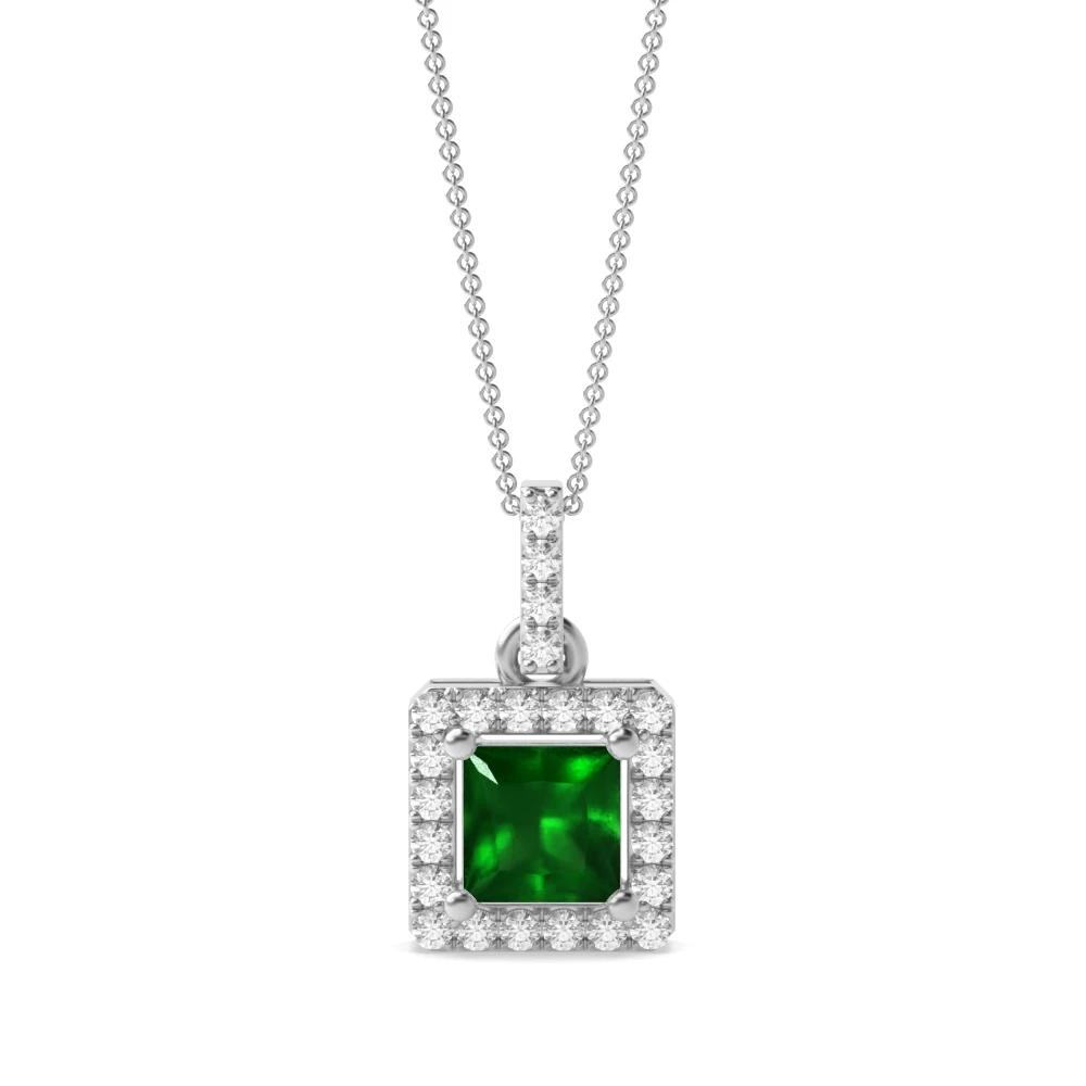 4 Prong Dangling Halo Pendant Necklaces