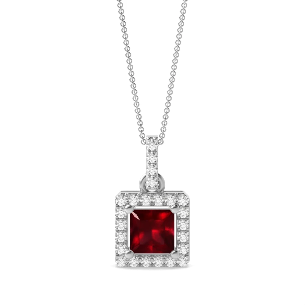 4 Prong Dangling Halo Pendant Necklaces