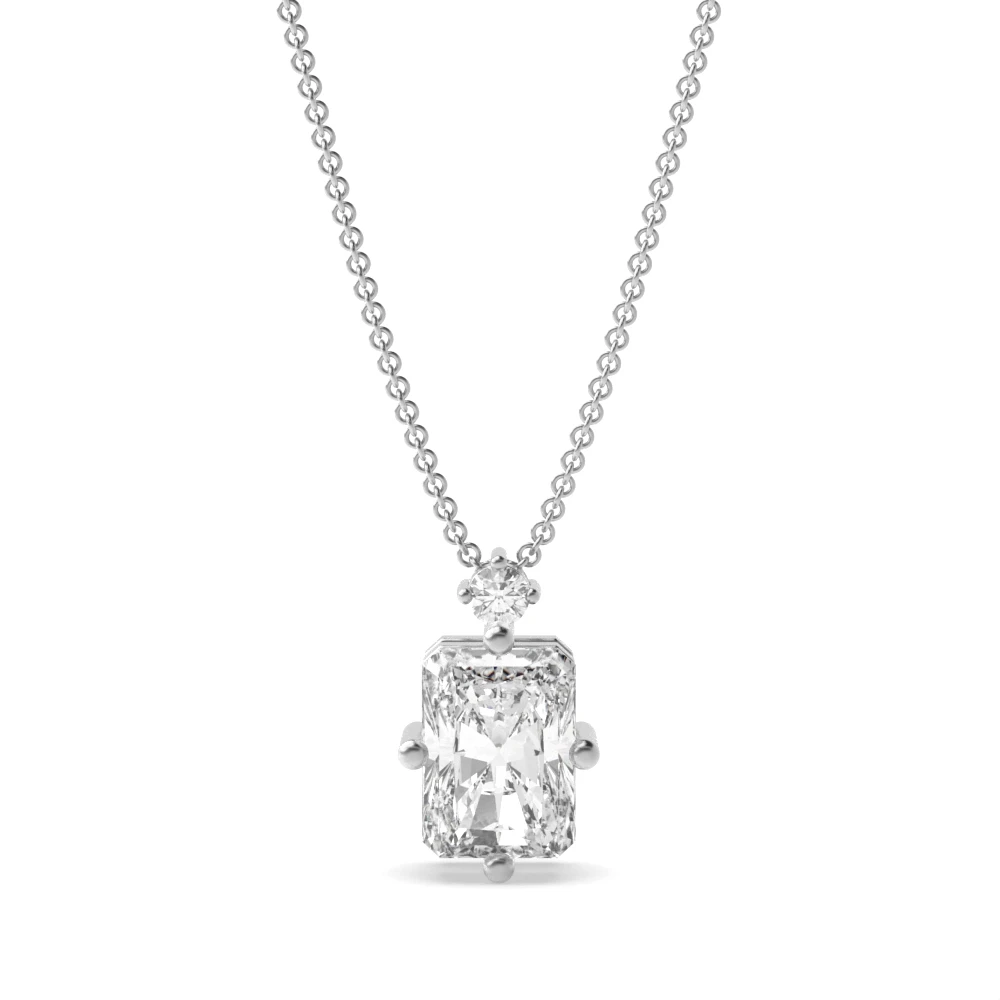3 Prong Accent stone Solitaire Pendant Necklaces