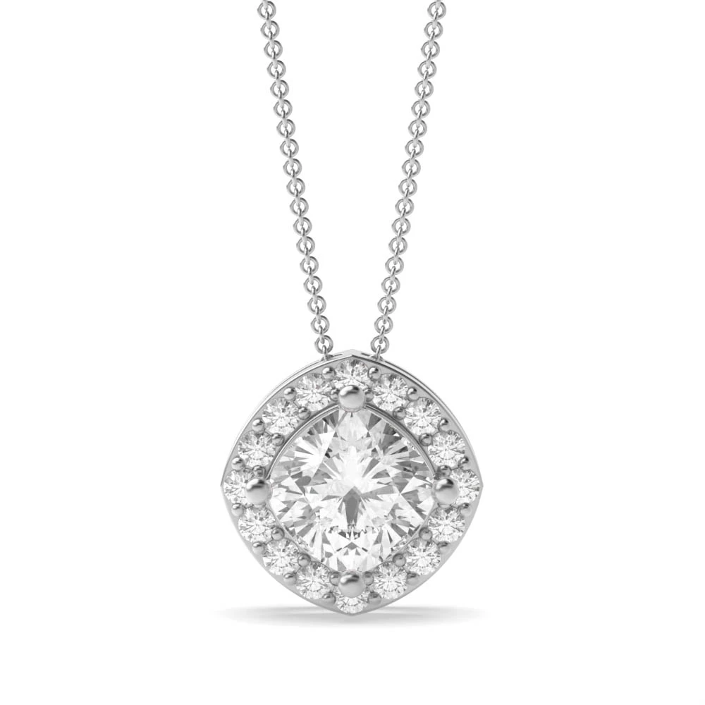 3 Prong Elegant Halo Pendant Necklaces