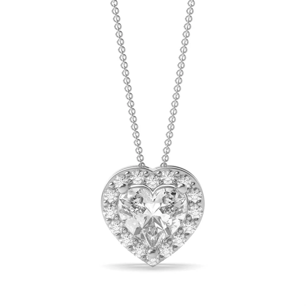 3 Prong Elegant Halo Pendant Necklaces