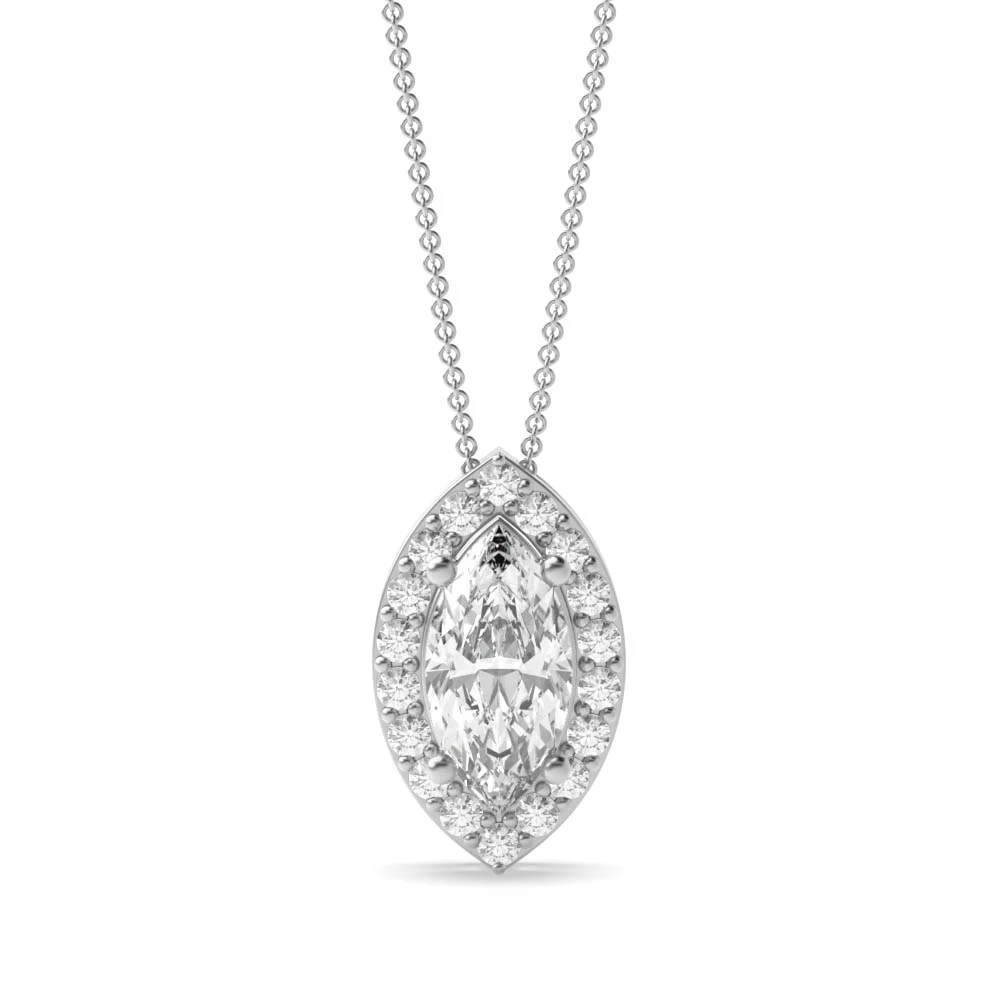 3 Prong Elegant Halo Pendant Necklaces