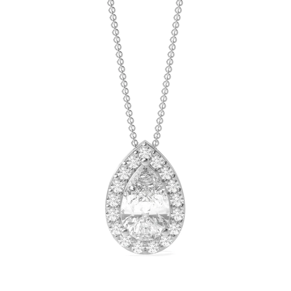 3 Prong Elegant Halo Pendant Necklaces