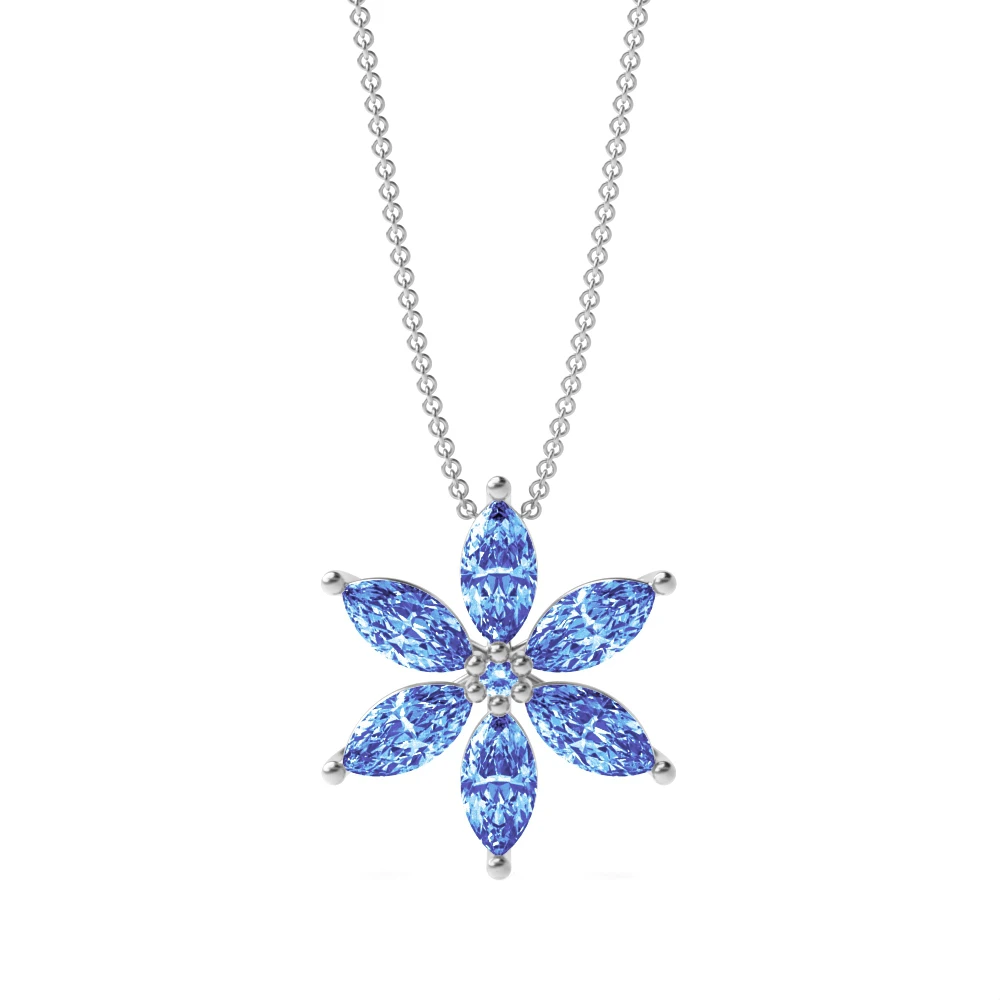 6 Prong Flower Designer Pendant Necklaces