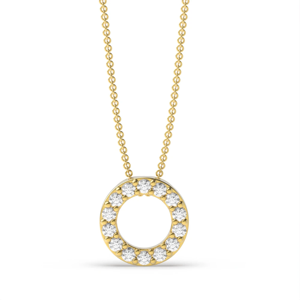 4 Prong Yellow Gold 10mm Circle Pendant Necklaces