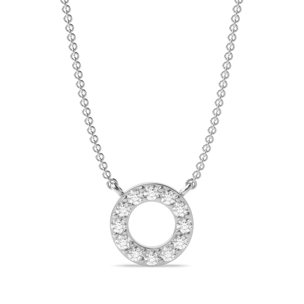 Pave Setting Petit Circle Pendant Necklaces