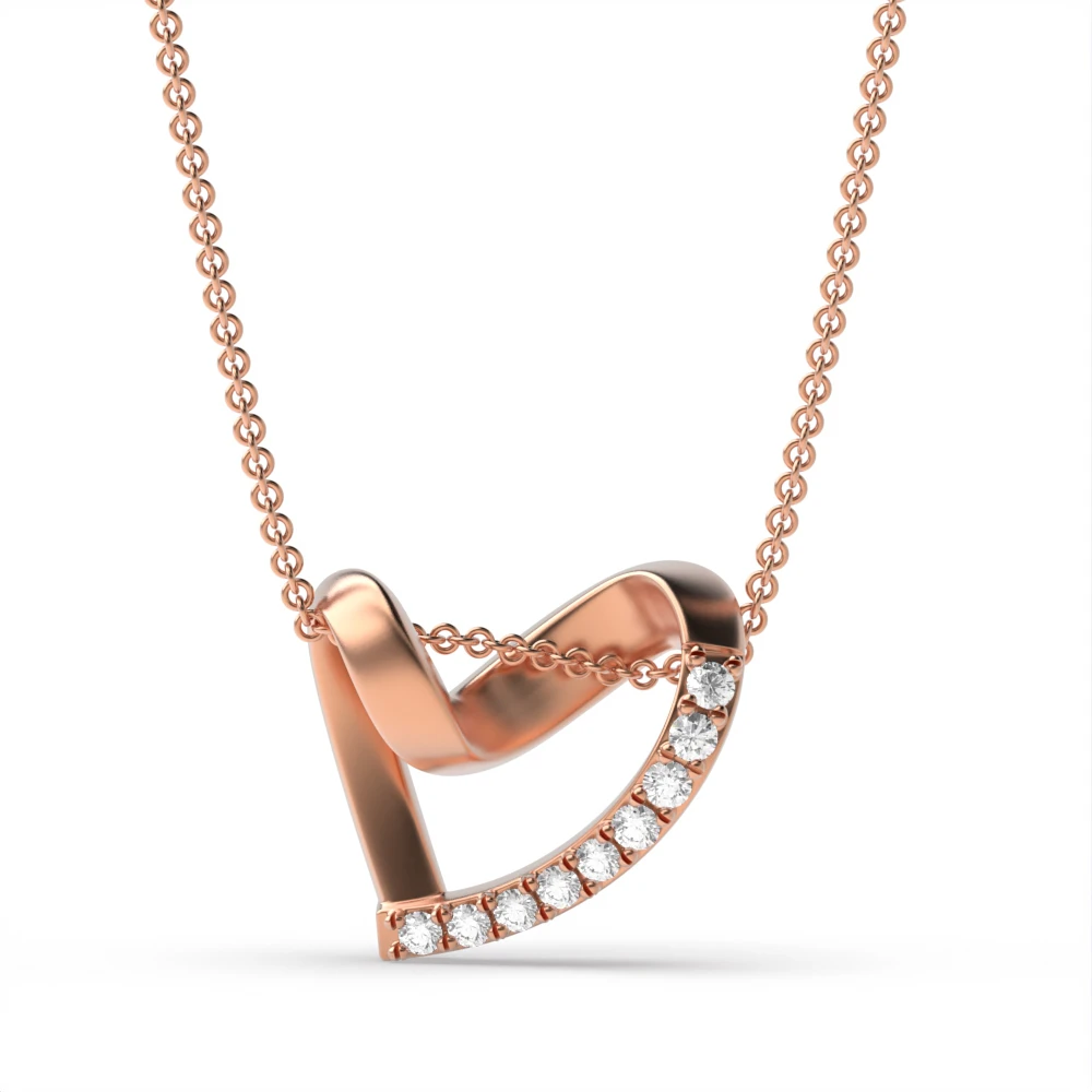 4 Prong Rose Gold Love classic Heart Pendant Necklaces