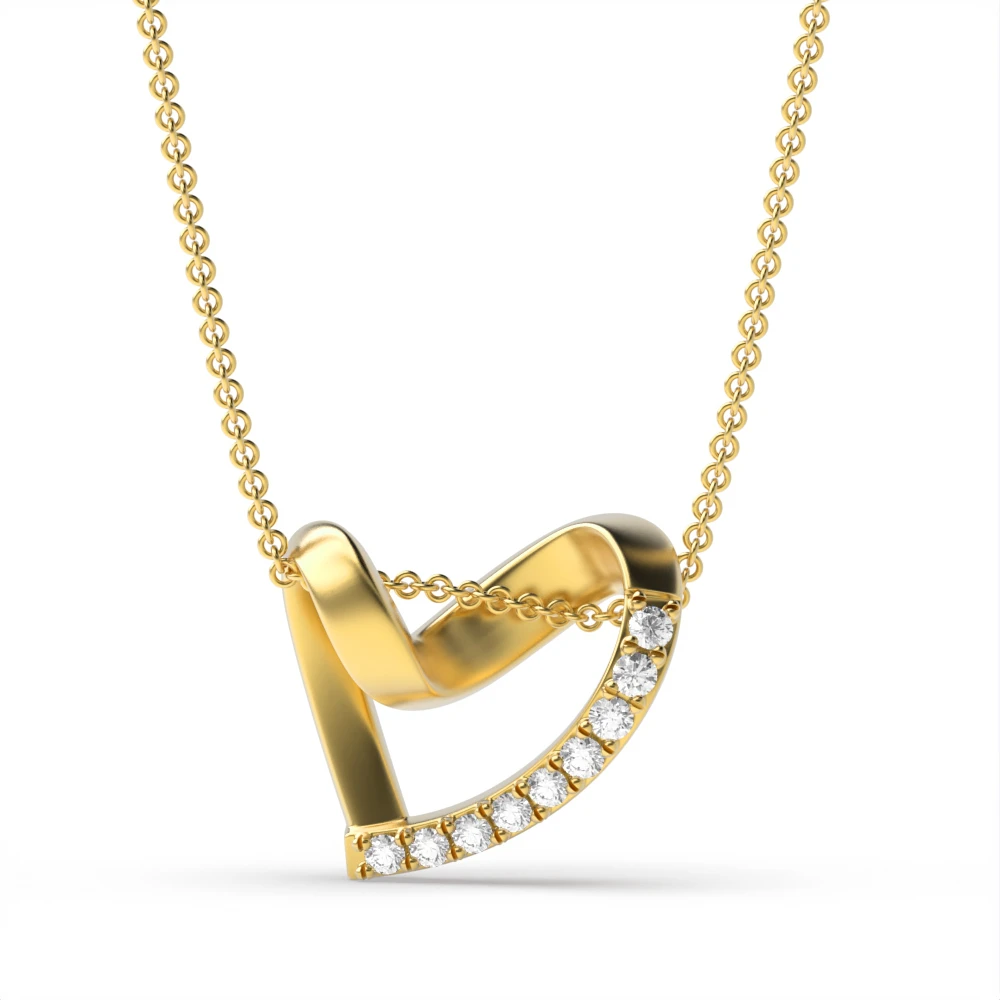 4 Prong Yellow Gold Love classic Heart Pendant Necklaces