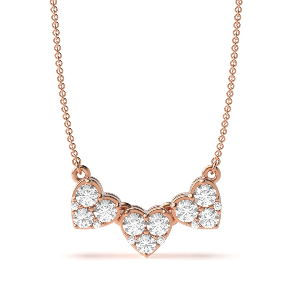 4 Prong Rose Gold Radiant stud Heart Pendant Necklaces
