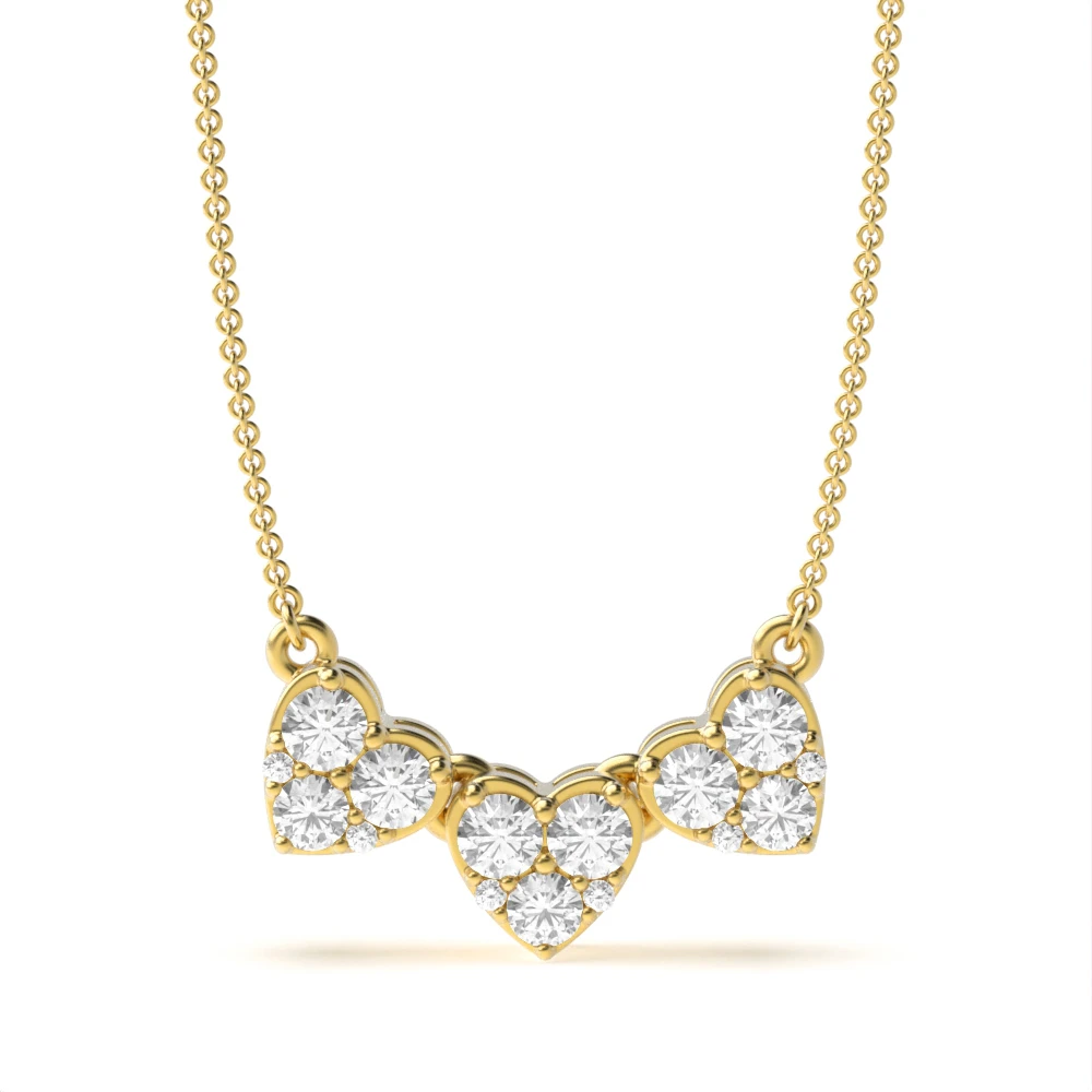 4 Prong Yellow Gold Radiant stud Heart Pendant Necklaces