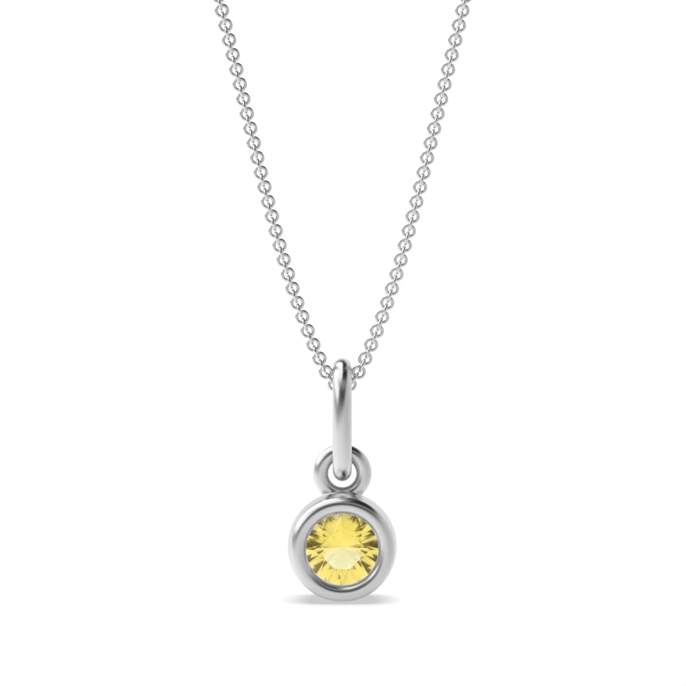Bezel Setting Birthstone Pendant Necklaces