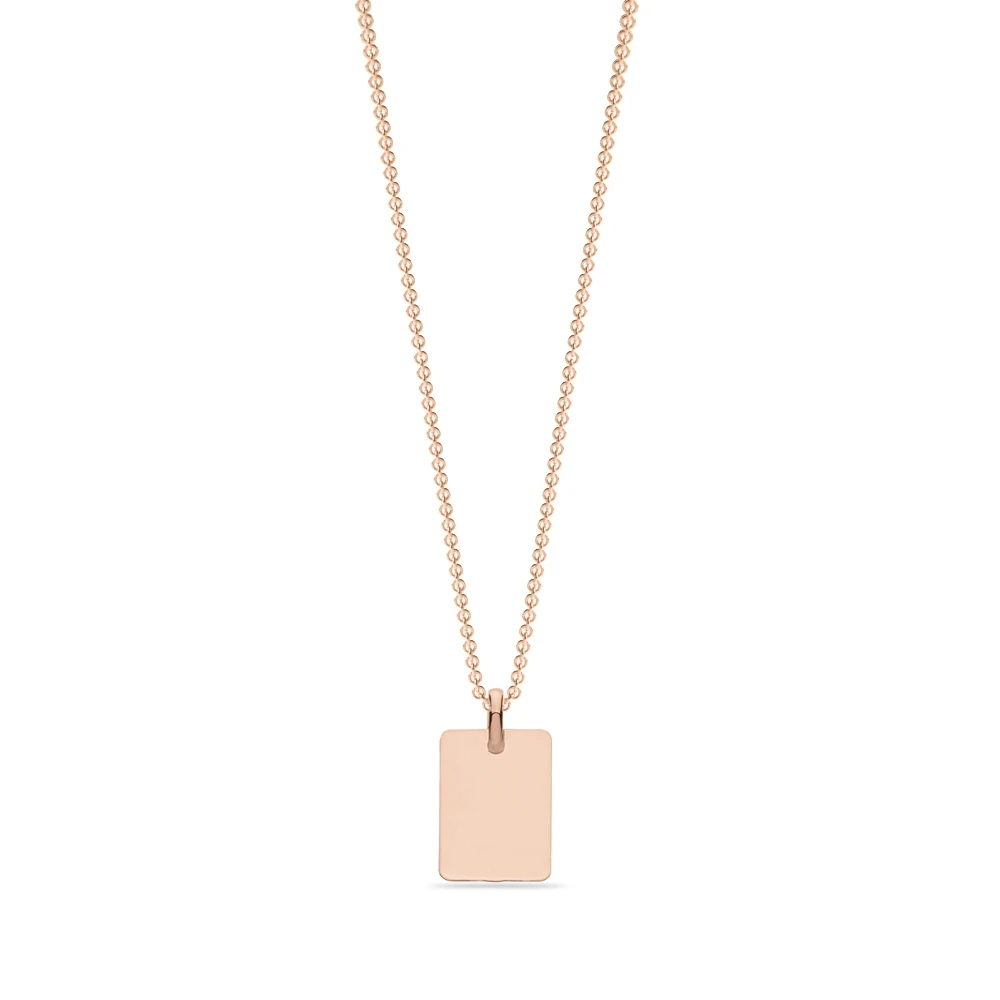 Rose Gold Rectangular Personalise Pendant Necklaces