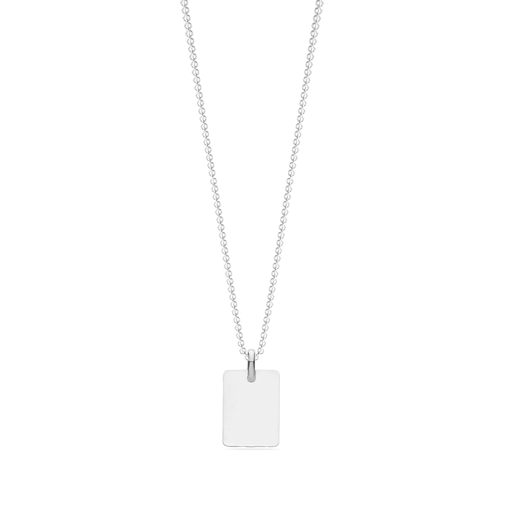 White Gold Rectangular Personalise Pendant Necklaces