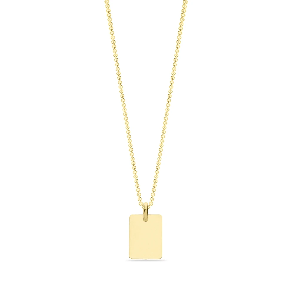 Yellow Gold Rectangular Personalise Pendant Necklaces