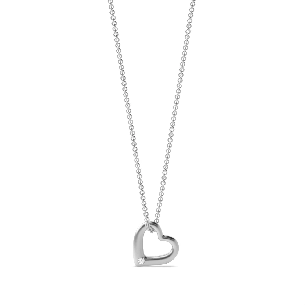 Channel Setting Singularheart Heart Pendant Necklaces