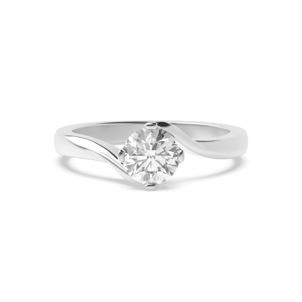4 Prong White Gold open set Twisted Engagement Rings