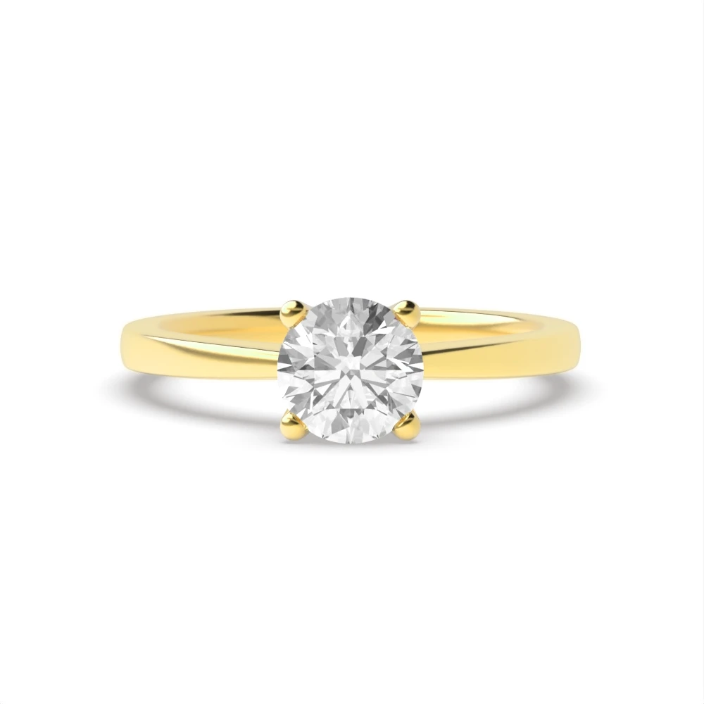 4 Prong Yellow Gold V shaped Solitaire Engagement Rings