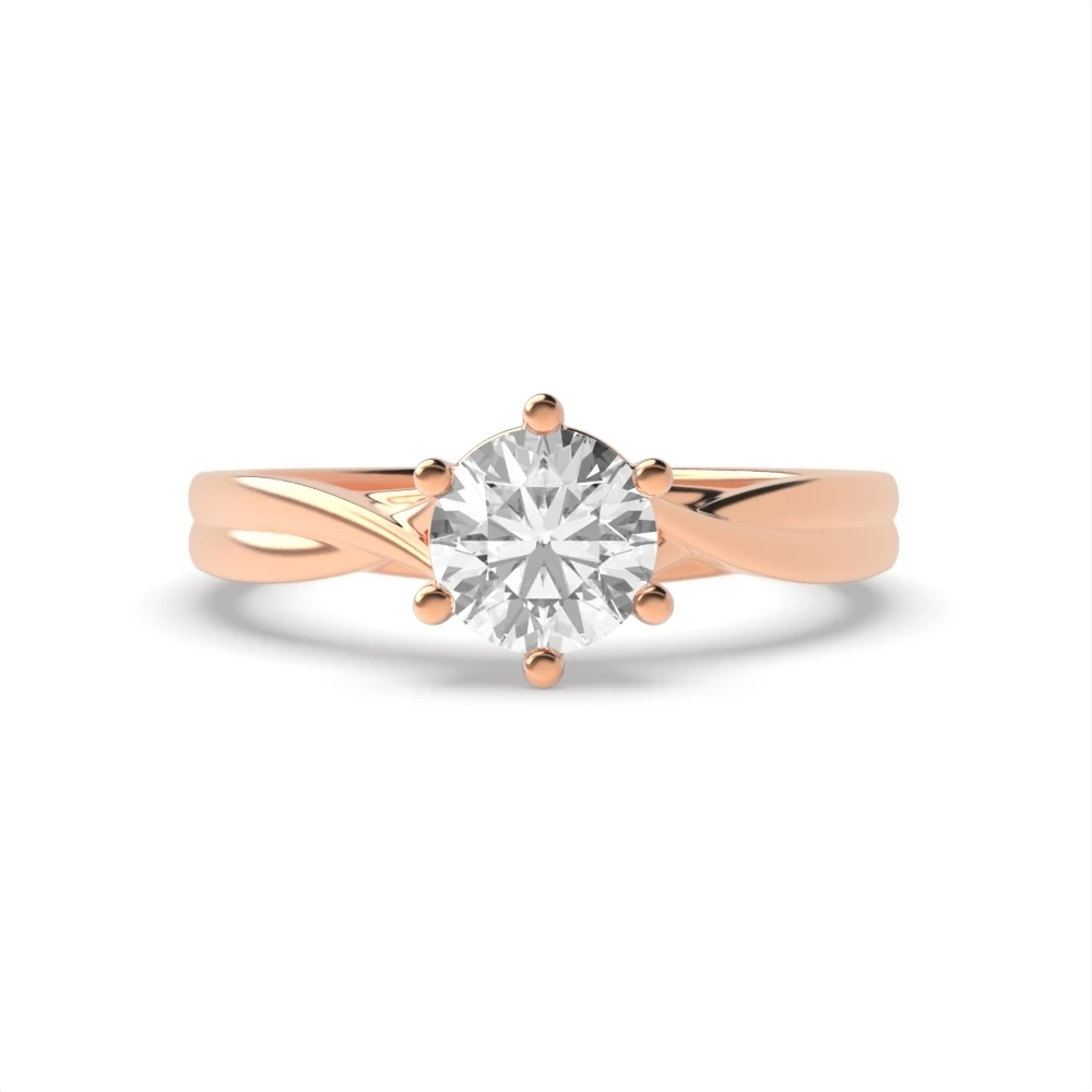 6 Prong Rose Gold Cross over shoulder Unique Engagement Rings