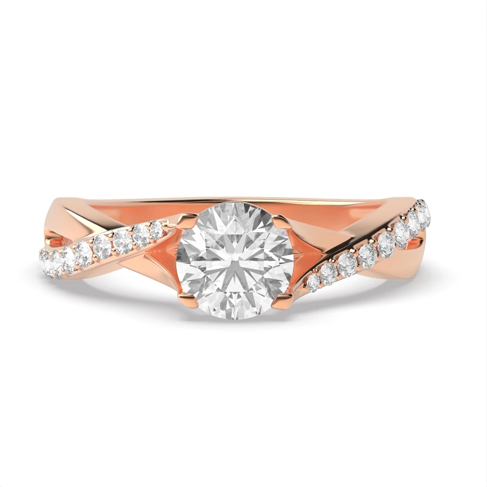 4 Prong Rose Gold Cross over shoulder Unique Engagement Rings