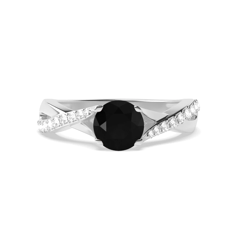 4 Prong Cross over shoulder Unique Engagement Rings