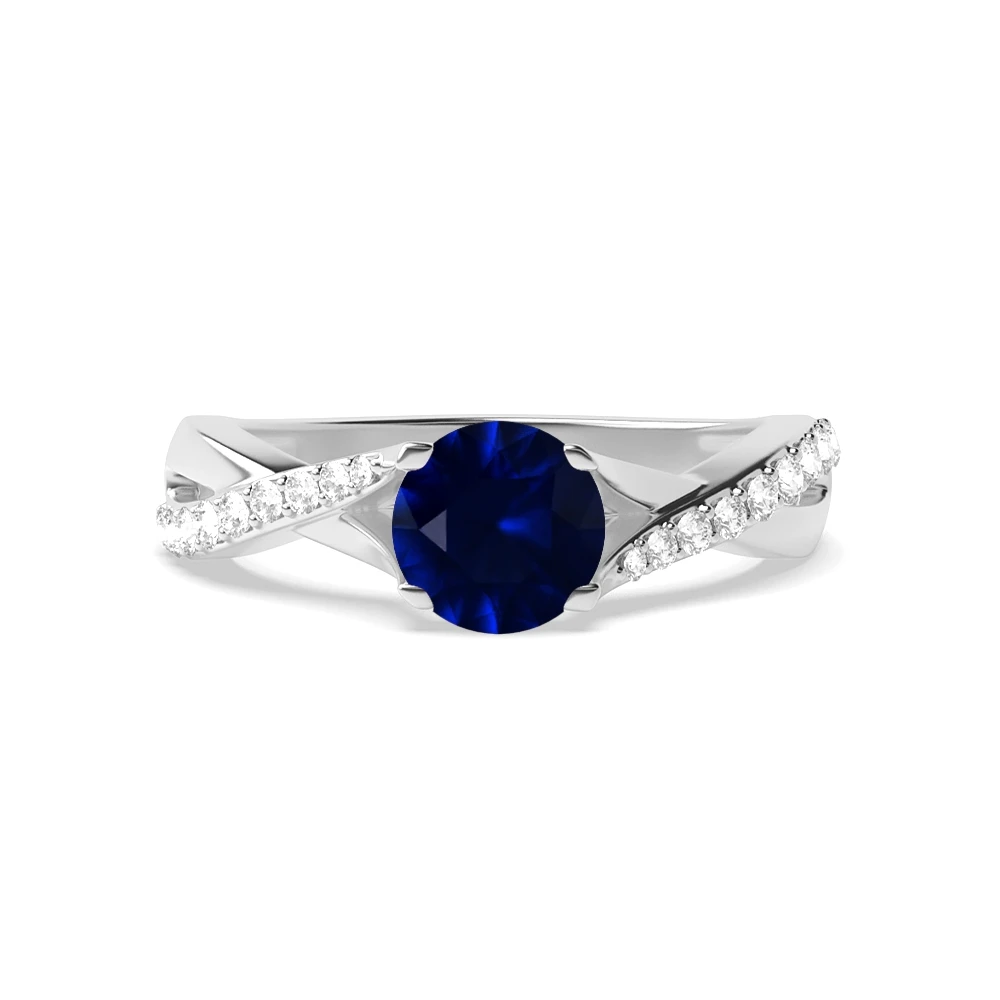 4 Prong Cross over shoulder Twisted Engagement Rings