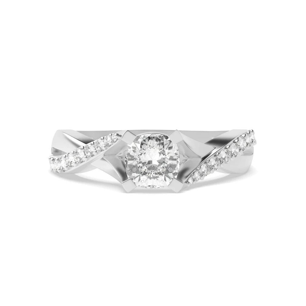 4 Prong Cross over shoulder Unique Engagement Rings