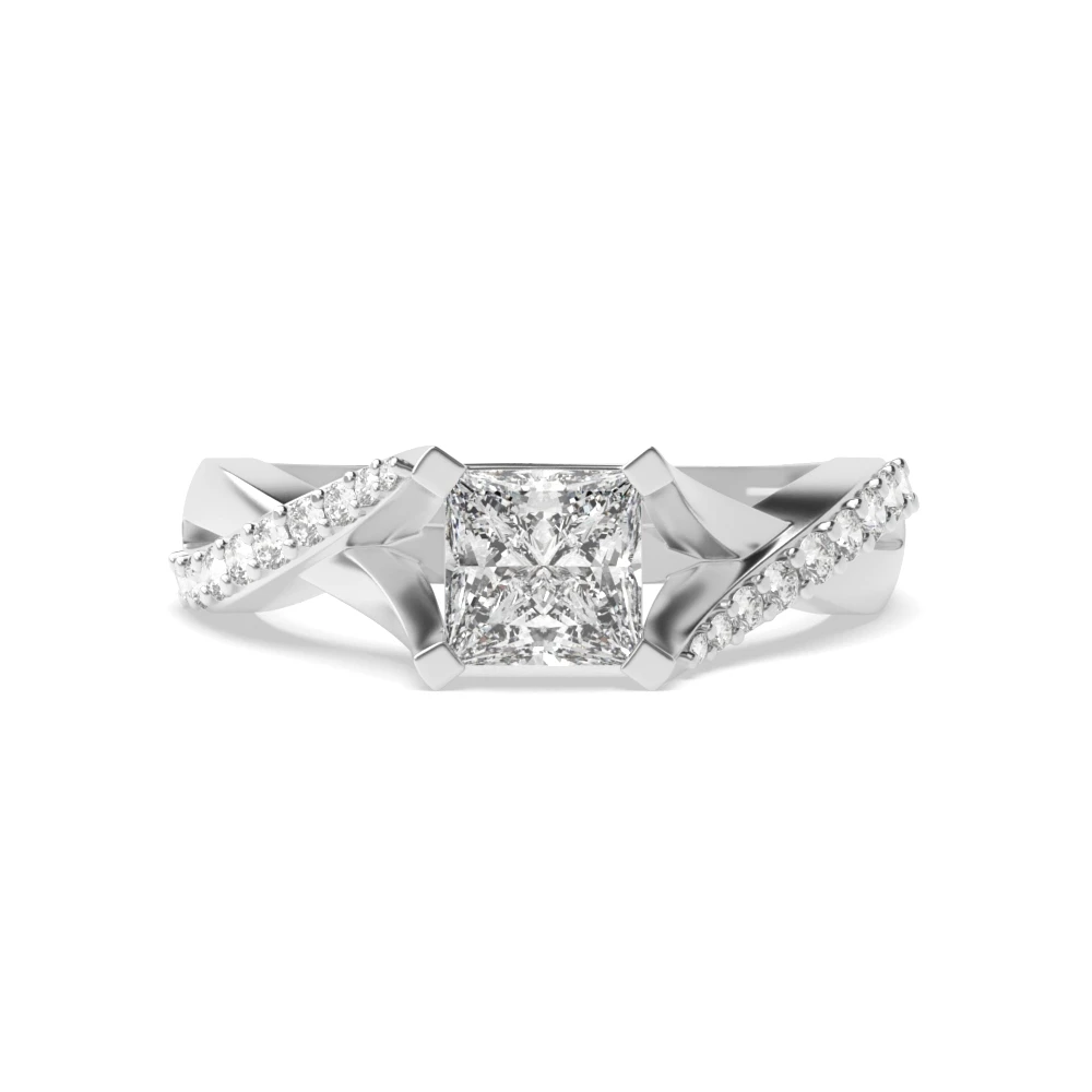 4 Prong Cross over shoulder Unique Engagement Rings