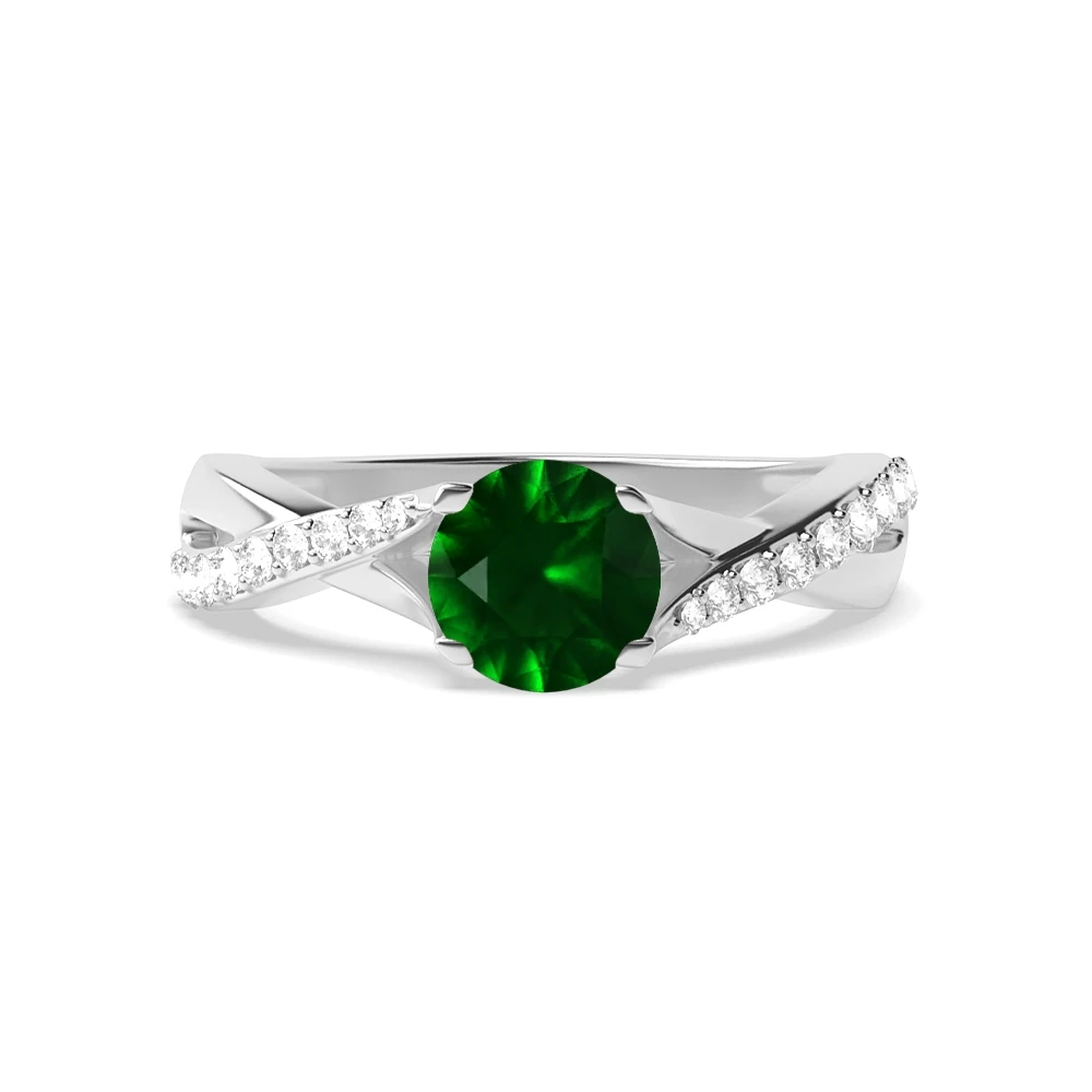 4 Prong Cross over shoulder Unique Engagement Rings