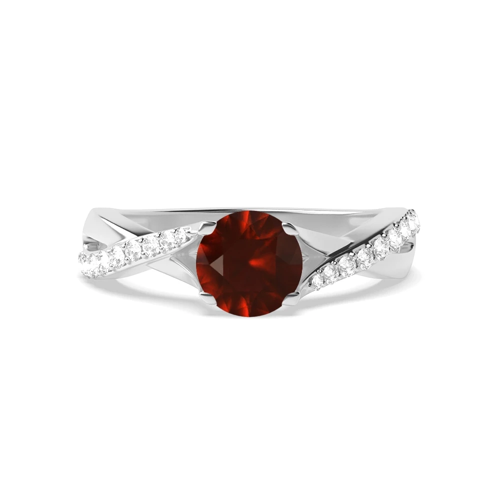 4 Prong Cross over shoulder Side Stone Engagement Rings