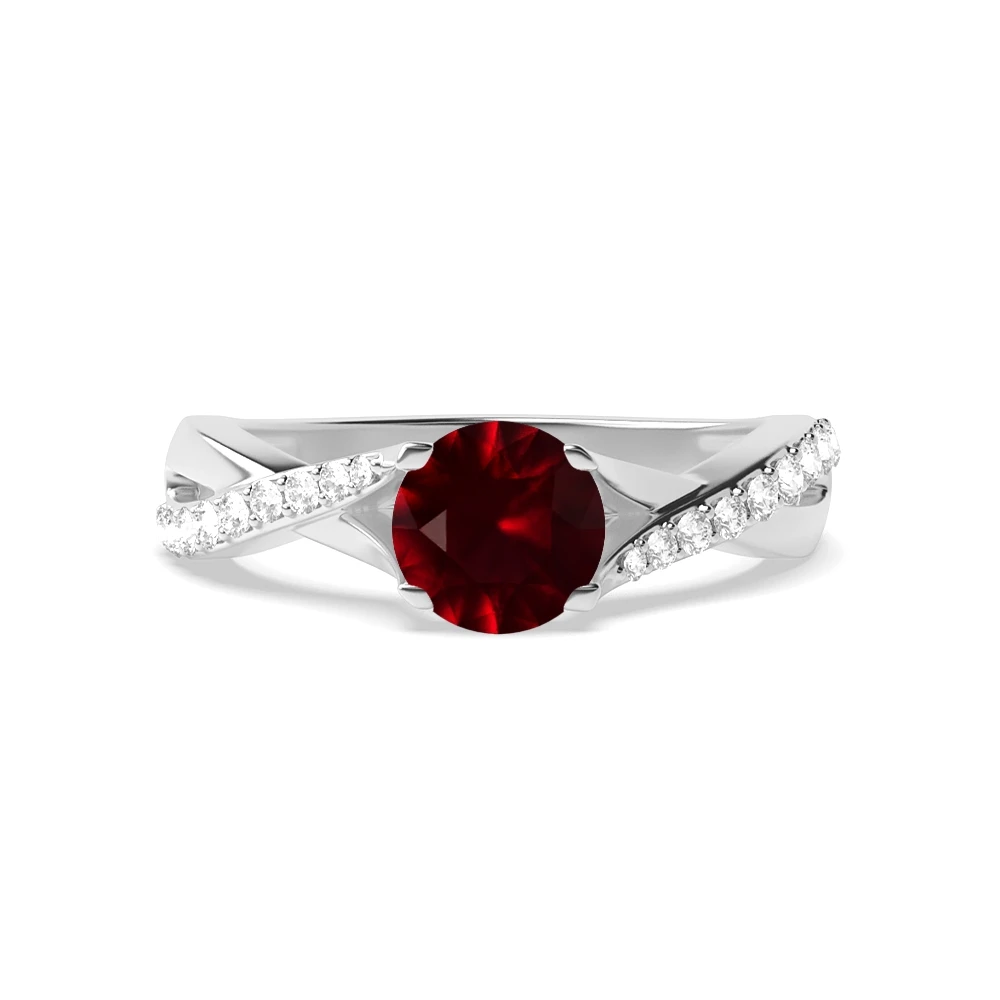 4 Prong Cross over shoulder Unique Engagement Rings
