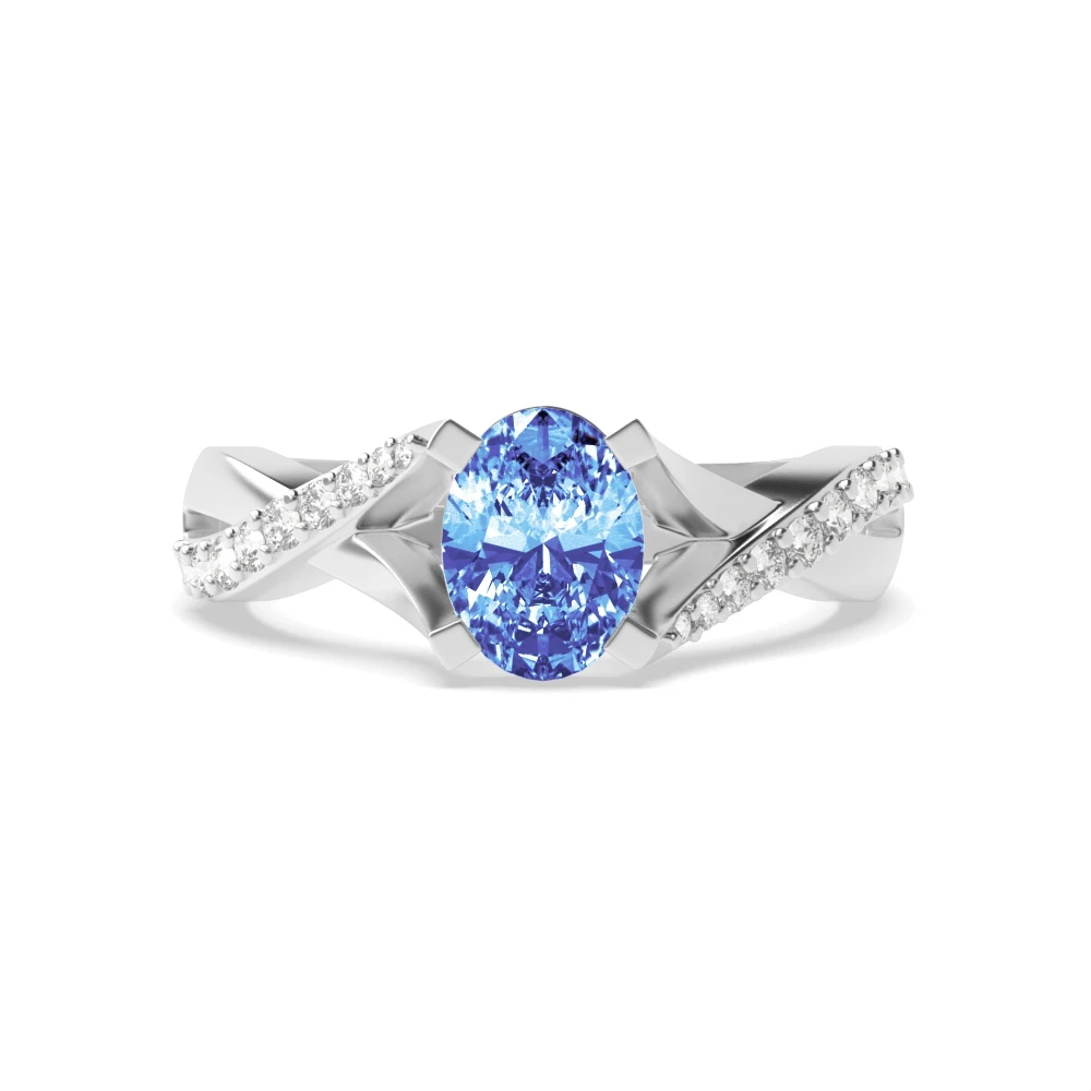 4 Prong Cross over shoulder Engagement Rings