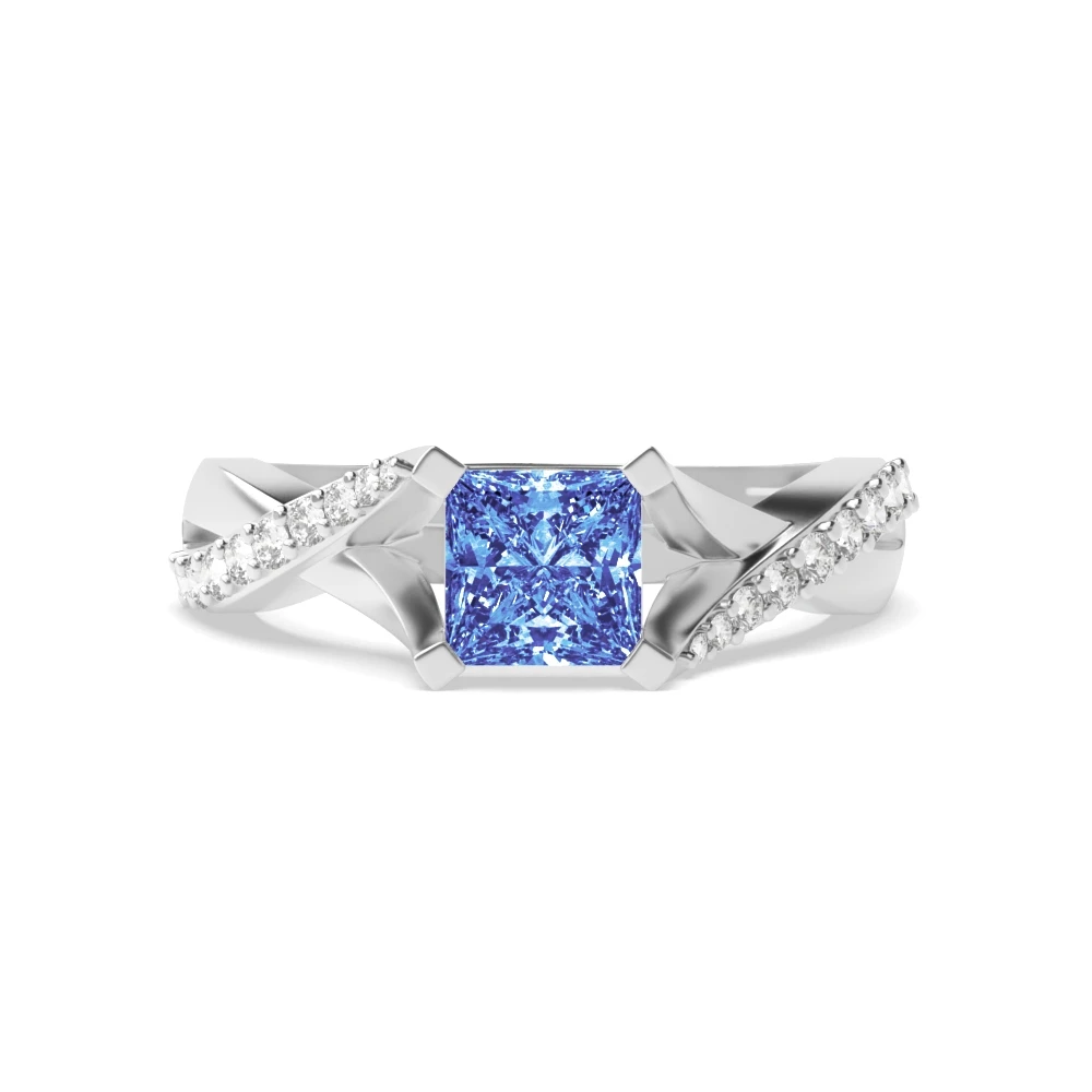4 Prong Cross over shoulder Engagement Rings