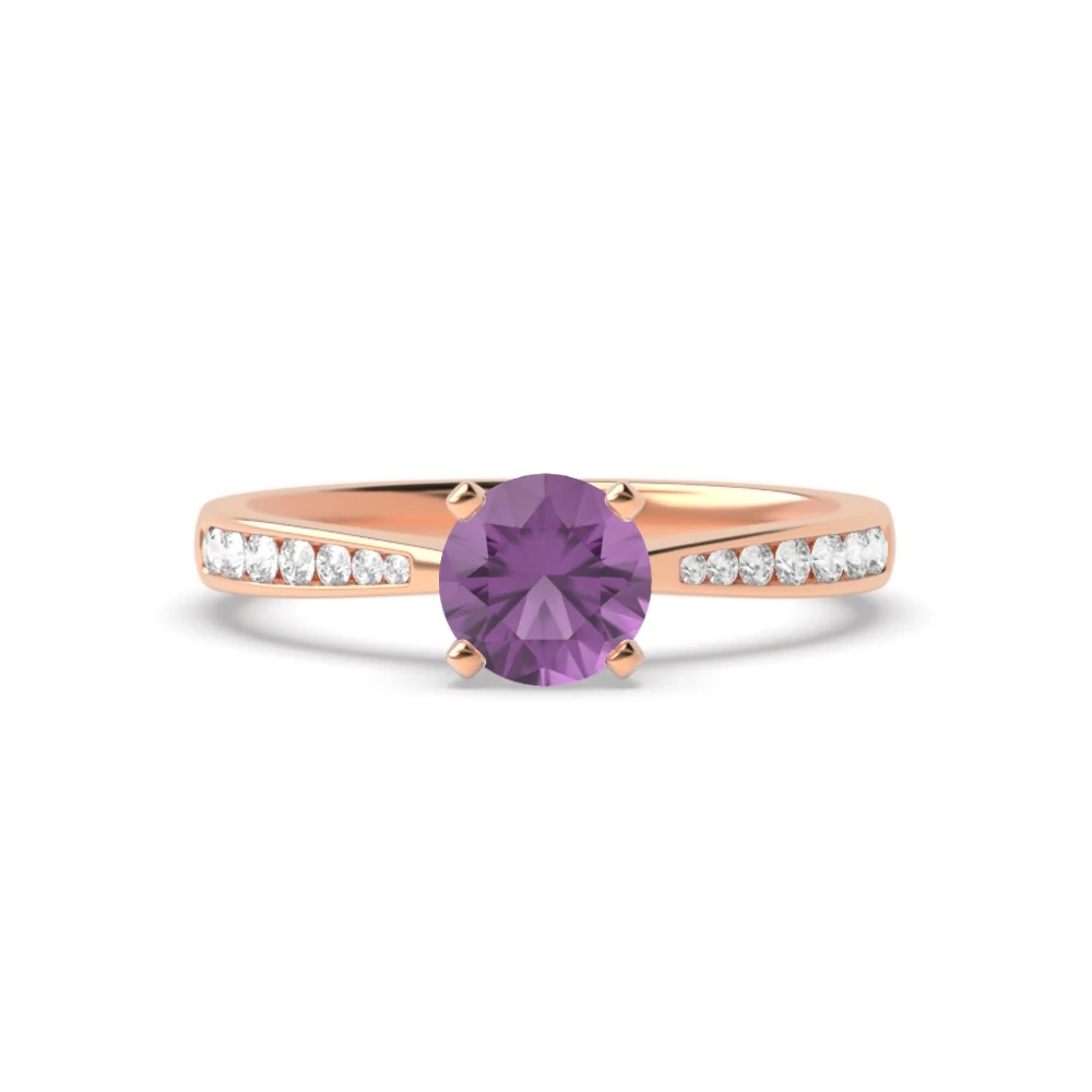 4 Prong Rose Gold Classic tapered shank Engagement Rings