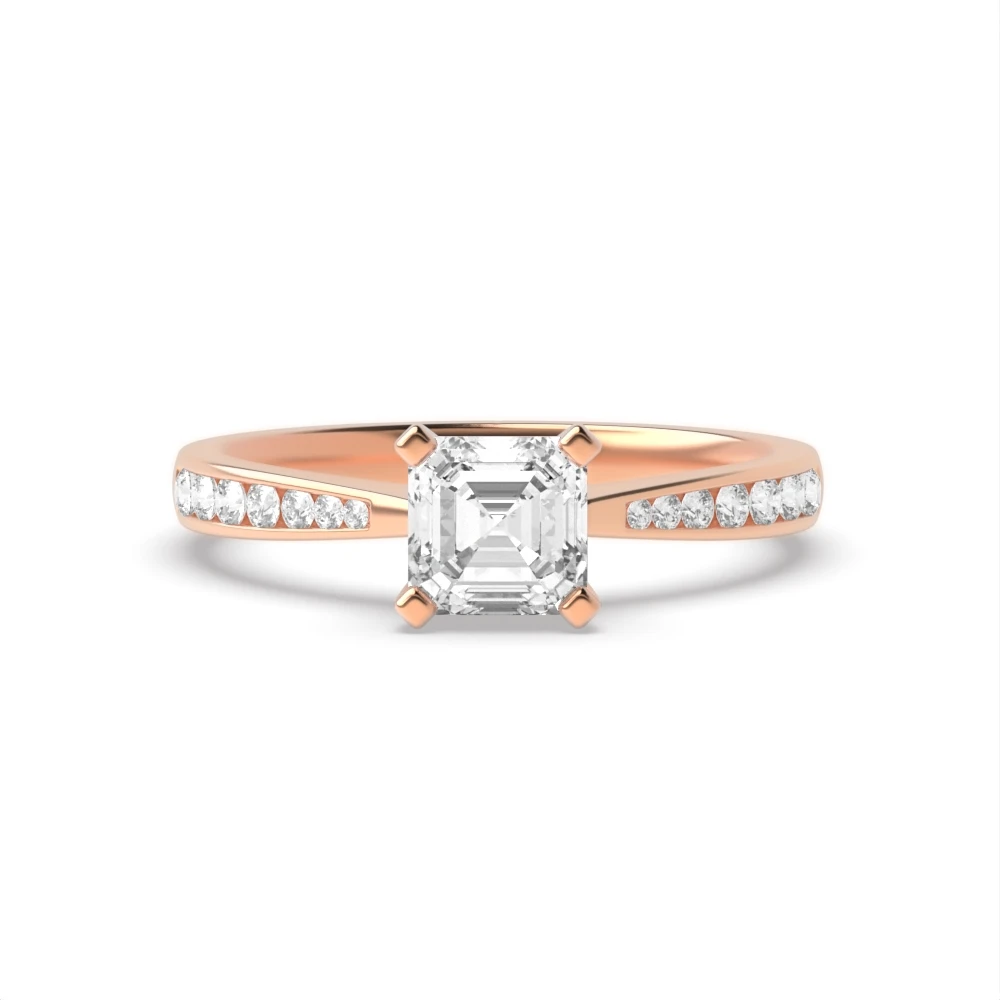 4 Prong Rose Gold Classic tapered shank Engagement Rings