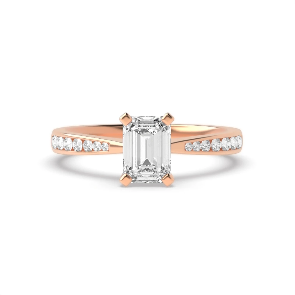 4 Prong Rose Gold Classic tapered shank Engagement Rings