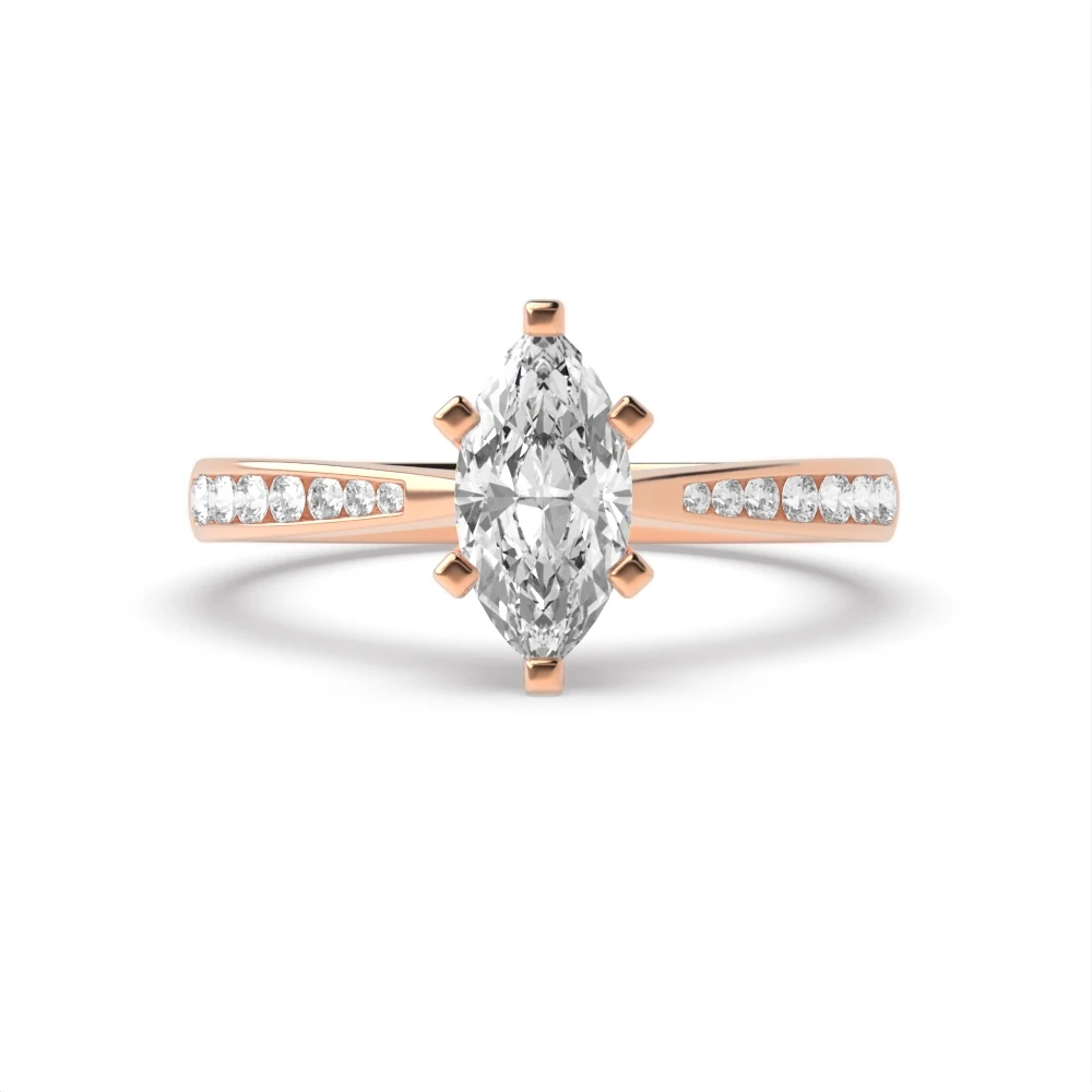 4 Prong Rose Gold Classic tapered shank Engagement Rings